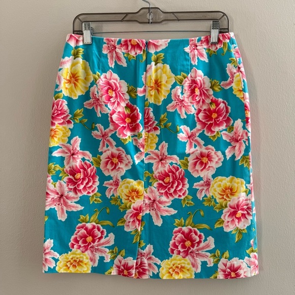 Jones New York Spring Garden Floral Skirt Turquoise & Pink - Picture 2 of 4